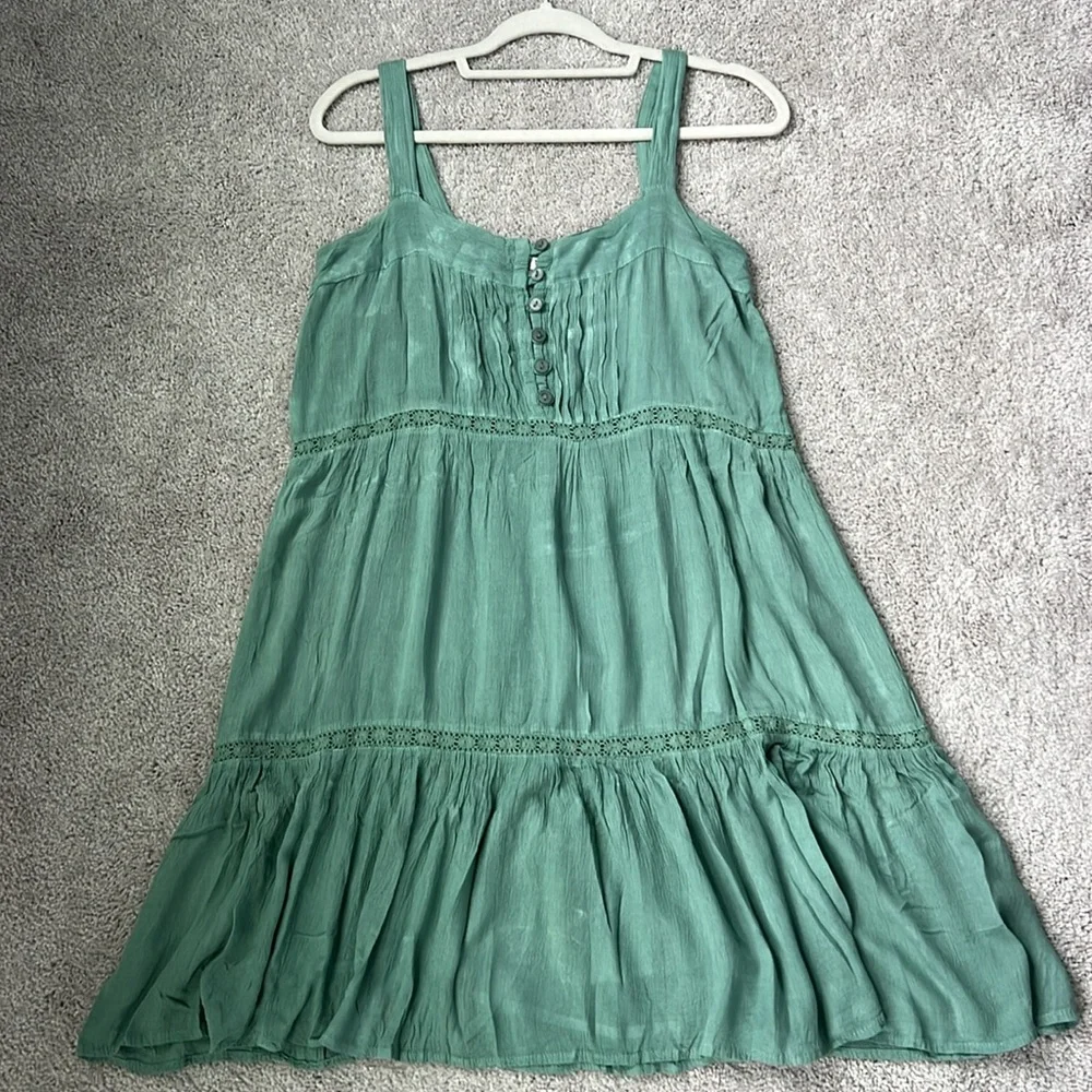 Dusty boho green boutique dress size M - Picture 3 of 8